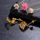 S925 Sterling Silver Stud Earrings Fan Punk Fine Jewelry
