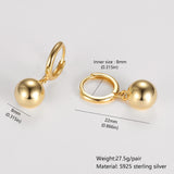 925 Silver Round Ball Beads Drop Hoop Earrings