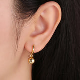 925 Silver Round Ball Beads Drop Hoop Earrings
