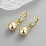 925 Silver Round Ball Beads Drop Hoop Earrings