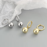 925 Silver Round Ball Beads Drop Hoop Earrings