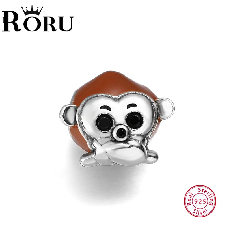 925 Silver Monkey Zodiac Red Bead Bracelet for Women
