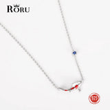 925 Silver Enamel Fish Necklace Pendant Ocean Animal Jewelry for Women
