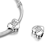 925 Silver Heart Bead Pendant Charm Bracelet DIY Jewelry