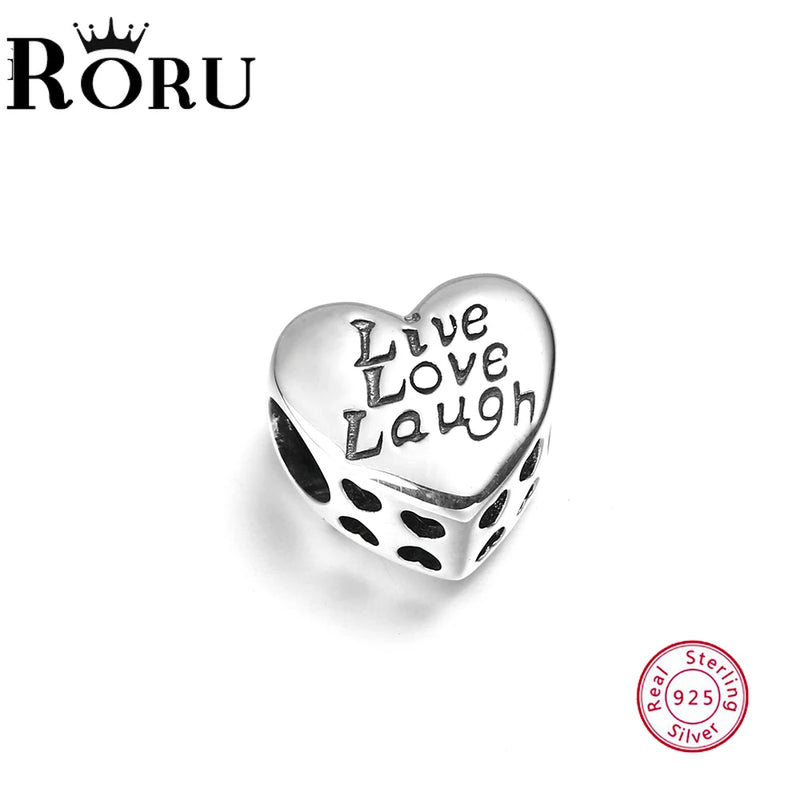 925 Silver Heart Bead Pendant Charm Bracelet DIY Jewelry