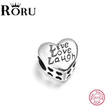 925 Silver Heart Bead Pendant Charm Bracelet DIY Jewelry