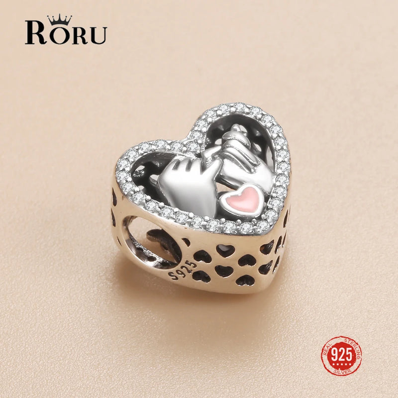 925 Silver LOVE Heart Zircon DIY Charms for Bracelets & Necklaces