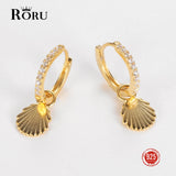 925 Silver CZ Ear Shell Hoop Earrings for Women