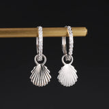 925 Silver CZ Ear Shell Hoop Earrings for Women