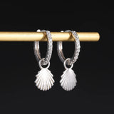 925 Silver CZ Ear Shell Hoop Earrings for Women