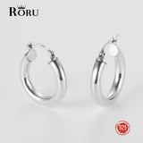 925 Silver Thick Circle Hoop Earrings for Women