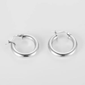 925 Silver Thick Circle Hoop Earrings for Women