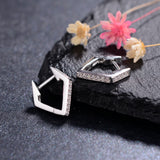 925 Silver Hoops Rhombus Earrings for Women Wedding Party