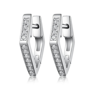 925 Silver Hoops Rhombus Earrings for Women Wedding Party
