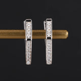 925 Silver Hoops Rhombus Earrings for Women Wedding Party