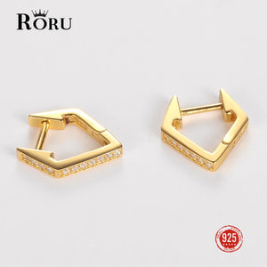 925 Silver Hoops Rhombus Earrings for Women Wedding Party