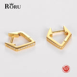 925 Silver Hoops Rhombus Earrings for Women Wedding Party