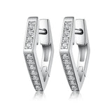 925 Silver Hoops Rhombus Earrings for Women Wedding Party