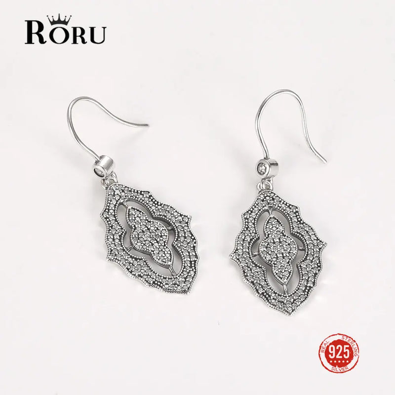Boho Geometric Drop Earrings 925 Sterling Silver Indian Jewelry 45mm*19mm
