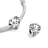 925 Sterling Silver Sparkling Charm Bracelet with Star Heart Snowflake Beads