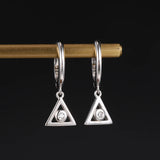 Geometric Earrings 925 Sterling Silver CZ Hoop Earrings for Women