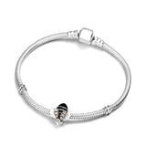 925 Sterling Silver Crystal Bee Beaded Pendant for Women DIY Jewelry
