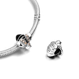 925 Sterling Silver Crystal Bee Beaded Pendant for Women DIY Jewelry