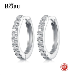 925 Silver Zircon Hoops Earrings for Women Lady Wedding Party