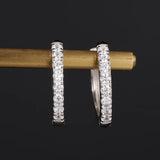 925 Silver Zircon Hoops Earrings for Women Lady Wedding Party