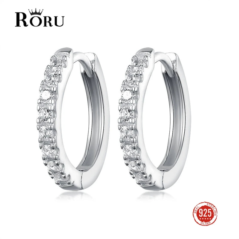 925 Silver Zircon Hoops Earrings for Women Lady Wedding Party