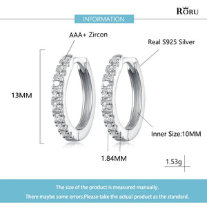925 Silver Zircon Hoops Earrings for Women Lady Wedding Party