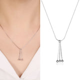 925 Sterling Silver Double Round Necklace Geometric Pendant Choker