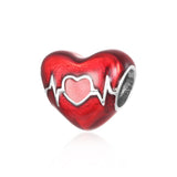 925 Silver Red Heart Pendant for Charm Bracelet Necklace DIY