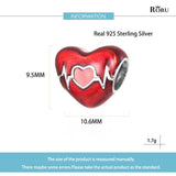 925 Silver Red Heart Pendant for Charm Bracelet Necklace DIY
