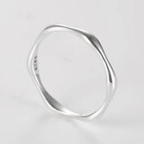 925 Silver Retro Wave Finger Rings Women Men Stack-able Punk Party Jewelry