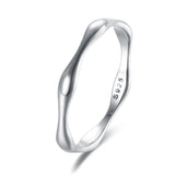 925 Silver Retro Wave Finger Rings Women Men Stack-able Punk Party Jewelry