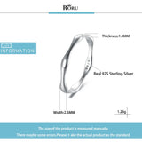 925 Silver Retro Wave Finger Rings Women Men Stack-able Punk Party Jewelry