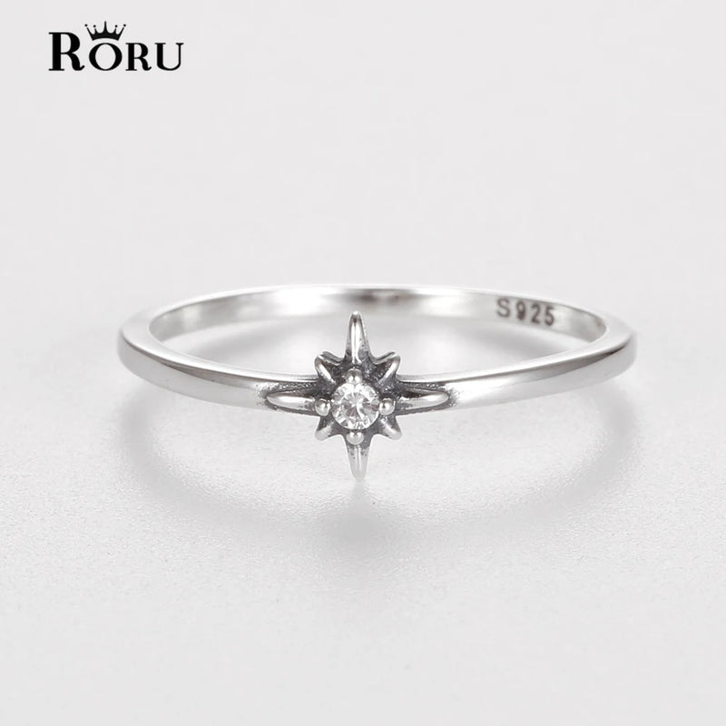 925 Silver Zircon Luck Star Ring Personality Jewelry Gift
