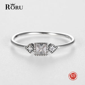 925 Silver Square Ring for Women Fine Jewelry