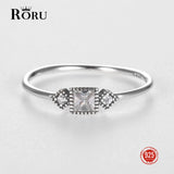925 Silver Square Ring for Women Fine Jewelry