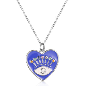 925 Silver Lucky Eye Evil Eye Pendant Necklace Party Jewelry