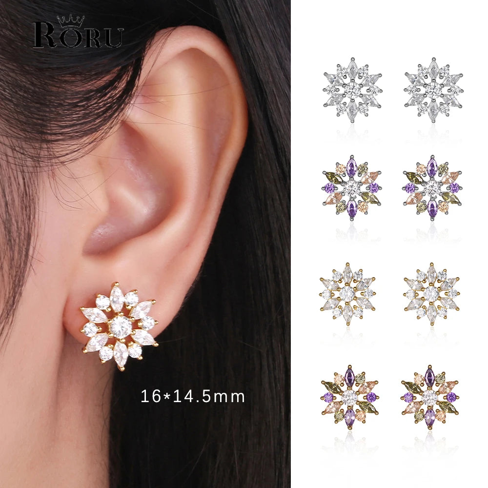 S925 Silver Multi-color Zircon Flower Ring for Women
