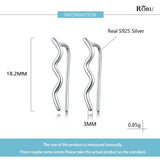 S925 Wave Ear Climber Earrings for Women Punk Style