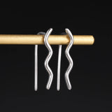 S925 Wave Ear Climber Earrings for Women Punk Style