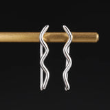 S925 Wave Ear Climber Earrings for Women Punk Style