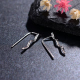 S925 Wave Ear Climber Earrings for Women Punk Style