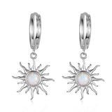 Real Silver 925 Opal Stone Hoop Earrings for Women