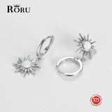 Real Silver 925 Opal Stone Hoop Earrings for Women