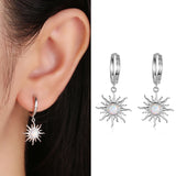 Real Silver 925 Opal Stone Hoop Earrings for Women