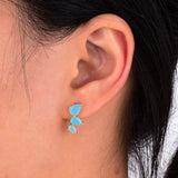 RORU 925 Gem Shape Zircon Ear Studs for Women Earrings
